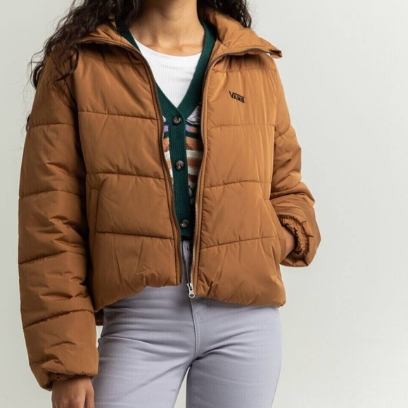 EUC Vans MTE Foundry V Puffer Jacket All Weather Coat Chipmunk Toffee Tan Brown - Picture 2 of 2